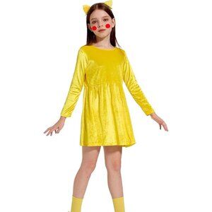 Girls Animal Monster Fancy Dress Up Halloween Child Costume Long Sleeve Dress Se
